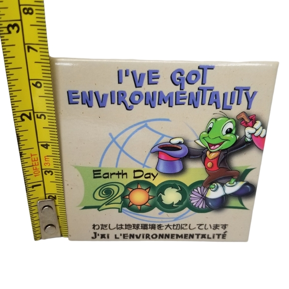 Vintage Disney Earth Day 2000 Jimmy the Cricket Button Pin - Picture 4 of 5